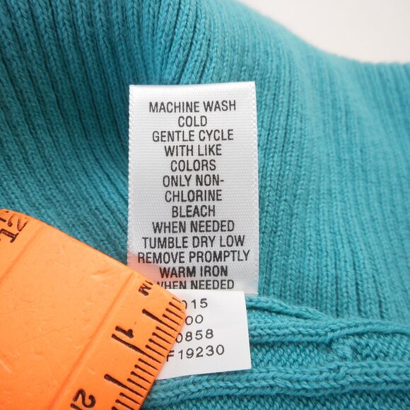 Cherokee Womens size XXL Cable knit Sweater Teal Aqua Blue V-neck - Picture 9 of 9